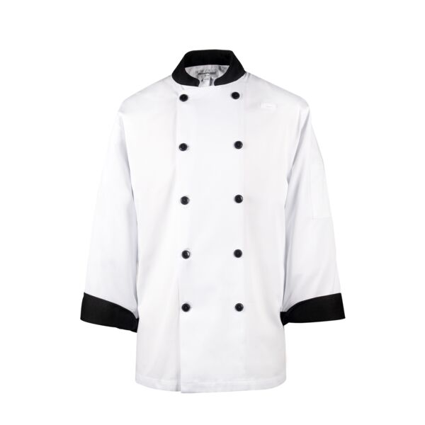 Classic Chef Jacket with Black Collar and Cuffs Thumbnail