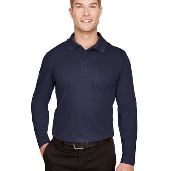 CrownLux Performance® Men's Plaited Long Sleeve Polo Thumbnail
