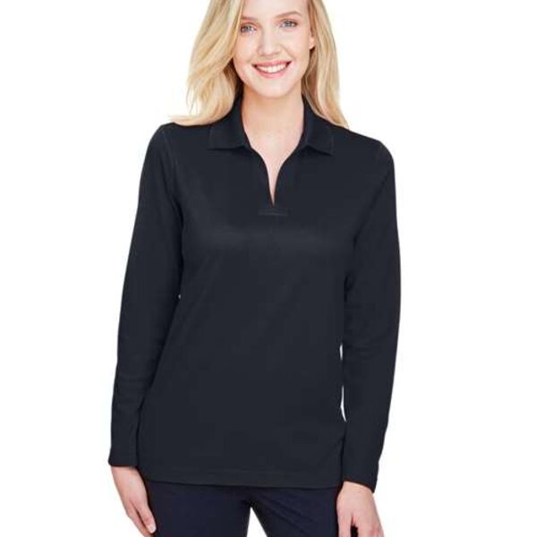 CrownLux Performance® Ladies' Plaited Long Sleeve Polo Thumbnail